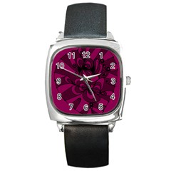 Aubergine Zendoodle Square Metal Watch by Mazipoodles