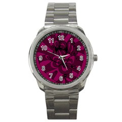 Aubergine Zendoodle Sport Metal Watch by Mazipoodles