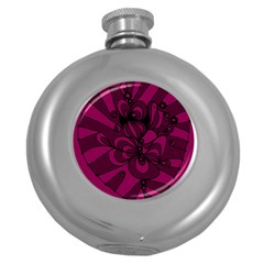 Aubergine Zendoodle Round Hip Flask (5 Oz) by Mazipoodles