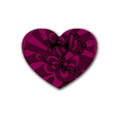 Aubergine Zendoodle Rubber Coaster (heart) by Mazipoodles