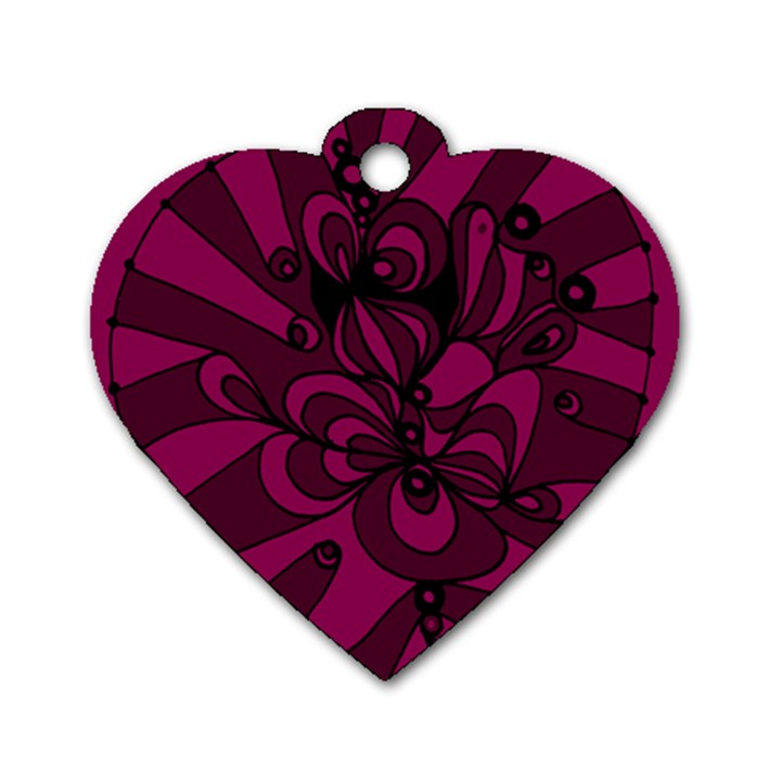 Aubergine Zendoodle Dog Tag Heart (One Side)