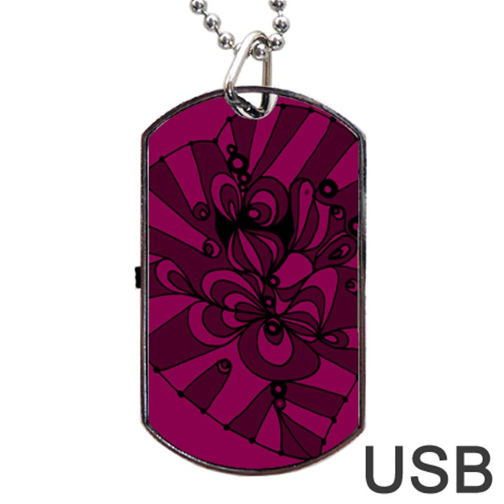 Aubergine Zendoodle Dog Tag USB Flash (Two Sides)