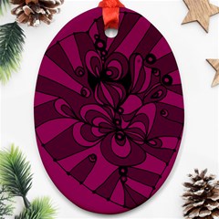 Aubergine Zendoodle Oval Ornament (two Sides) by Mazipoodles