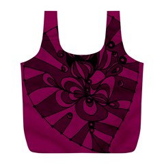 Aubergine Zendoodle Full Print Recycle Bag (l) by Mazipoodles