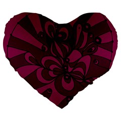 Aubergine Zendoodle Large 19  Premium Flano Heart Shape Cushions by Mazipoodles