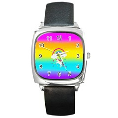 Unicorn Einhorn Licorne Square Metal Watch by gasi