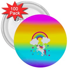 Unicorn Einhorn Licorne 3  Buttons (100 Pack)  by gasi