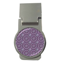 Kaleidoscope Plum Money Clips (round)  by Mazipoodles