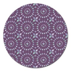 Kaleidoscope Plum Magnet 5  (round) by Mazipoodles