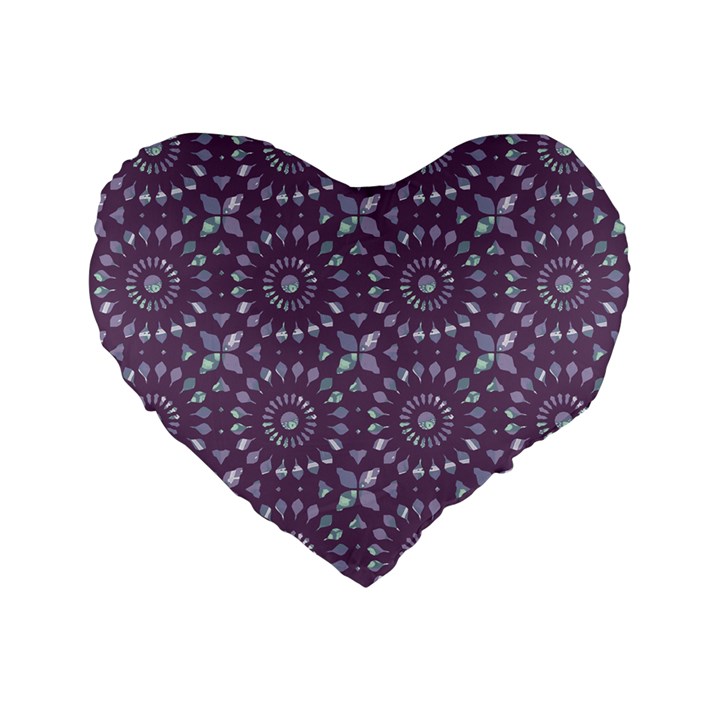 Kaleidoscope Plum Standard 16  Premium Flano Heart Shape Cushions