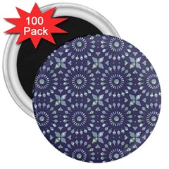 Kaleidoscope Deep Purple 3  Magnets (100 Pack)