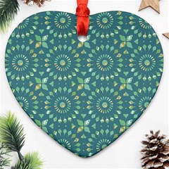 Kaleidoscope Hunter Green Ornament (heart) by Mazipoodles