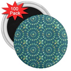 Kaleidoscope Hunter Green 3  Magnets (100 Pack) by Mazipoodles