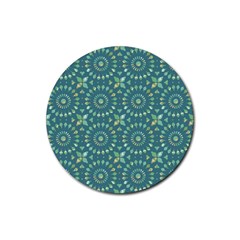 Kaleidoscope Hunter Green Rubber Round Coaster (4 Pack) by Mazipoodles