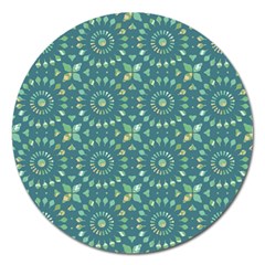 Kaleidoscope Hunter Green Magnet 5  (round) by Mazipoodles