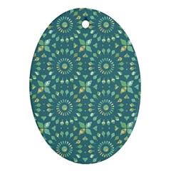 Kaleidoscope Hunter Green Oval Ornament (two Sides) by Mazipoodles