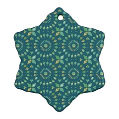 Kaleidoscope Hunter Green Snowflake Ornament (two Sides) by Mazipoodles