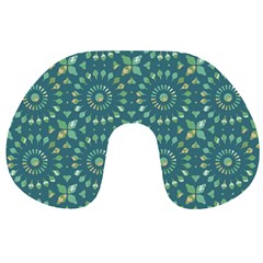 Kaleidoscope Hunter Green Travel Neck Pillow by Mazipoodles