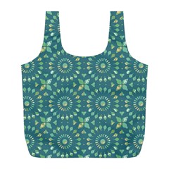 Kaleidoscope Hunter Green Full Print Recycle Bag (l) by Mazipoodles