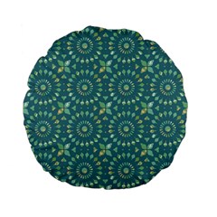 Kaleidoscope Hunter Green Standard 15  Premium Flano Round Cushions by Mazipoodles