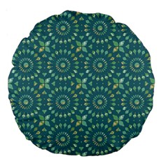 Kaleidoscope Hunter Green Large 18  Premium Flano Round Cushions by Mazipoodles