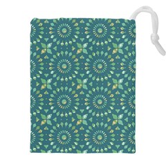 Kaleidoscope Hunter Green Drawstring Pouch (5xl) by Mazipoodles