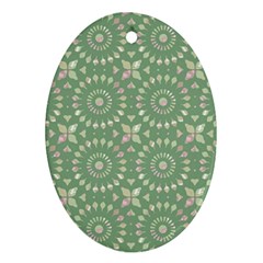 Kaleidoscope Peaceful Green Oval Ornament (two Sides) by Mazipoodles