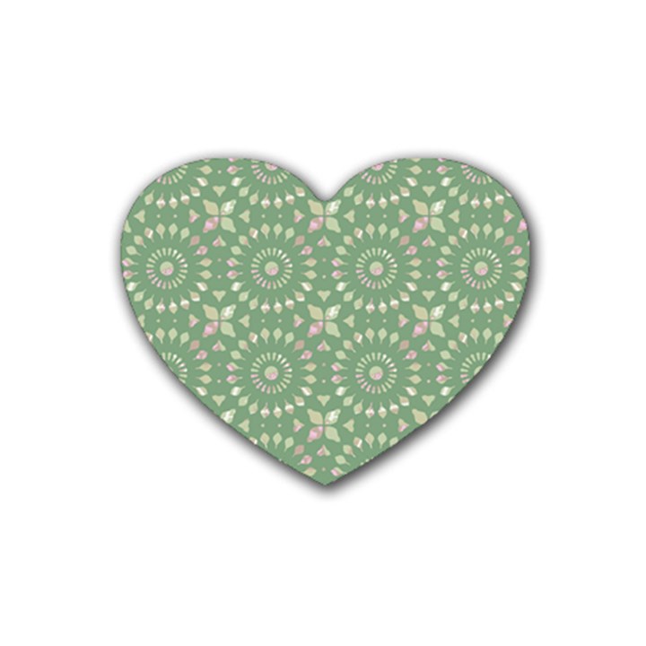 Kaleidoscope Peaceful Green Rubber Coaster (Heart)