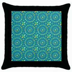 Kaleidoscope Jericho Jade Throw Pillow Case (black) by Mazipoodles