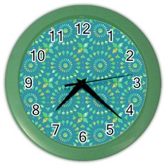 Kaleidoscope Jericho Jade Color Wall Clock by Mazipoodles