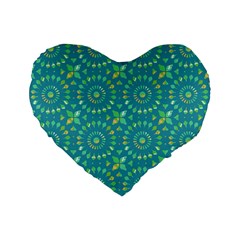 Kaleidoscope Jericho Jade Standard 16  Premium Flano Heart Shape Cushions