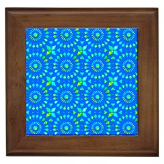 Kaleidoscope Blue Framed Tile by Mazipoodles