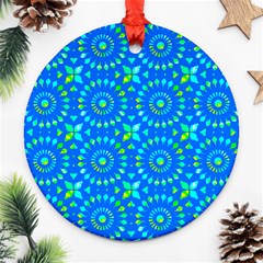 Kaleidoscope Blue Ornament (round) by Mazipoodles