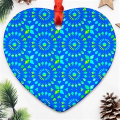 Kaleidoscope Blue Ornament (heart) by Mazipoodles