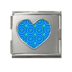 Kaleidoscope Blue Mega Link Heart Italian Charm (18mm) Front