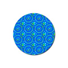 Kaleidoscope Blue Rubber Round Coaster (4 Pack)