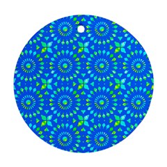 Kaleidoscope Blue Round Ornament (two Sides)