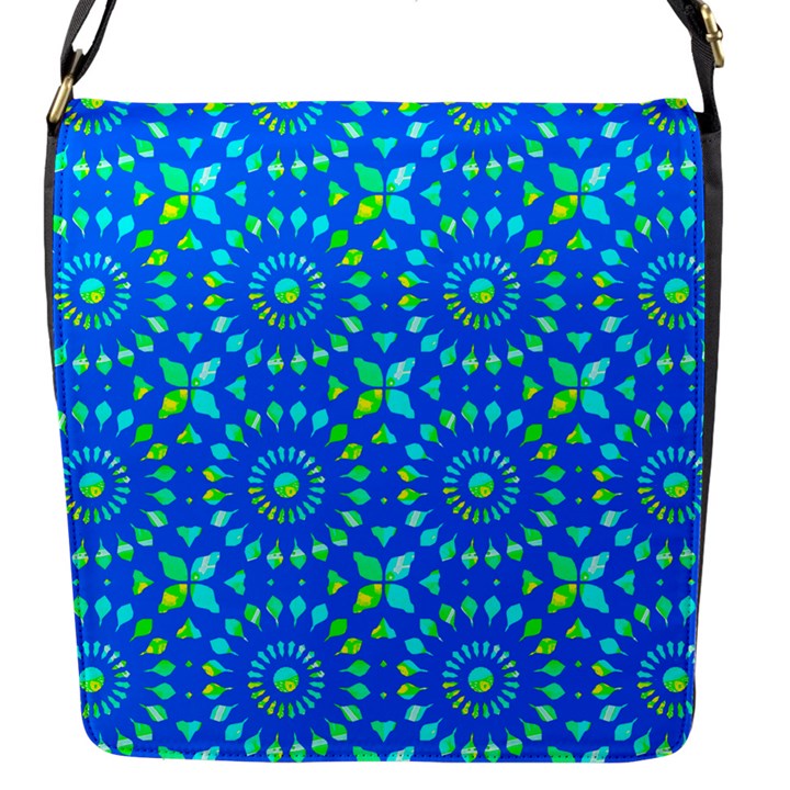 Kaleidoscope Blue Flap Closure Messenger Bag (S)