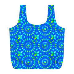 Kaleidoscope Blue Full Print Recycle Bag (l) by Mazipoodles