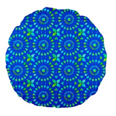 Kaleidoscope Blue Large 18  Premium Flano Round Cushions by Mazipoodles