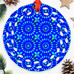 Kaleidoscope Royal Blue Round Filigree Ornament (two Sides) by Mazipoodles