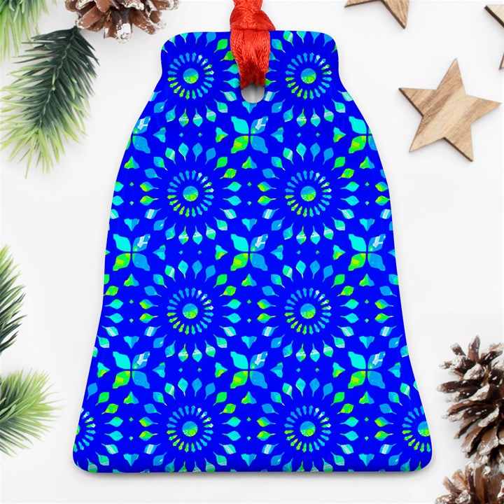 Kaleidoscope Royal Blue Bell Ornament (Two Sides)