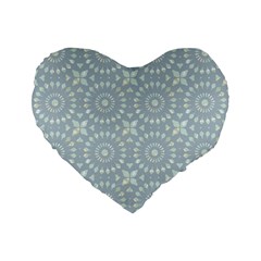 Kaleidoscope Duck Egg Standard 16  Premium Flano Heart Shape Cushions by Mazipoodles