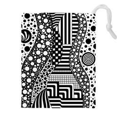 Black And White Design Drawstring Pouch (5xl) by gasi