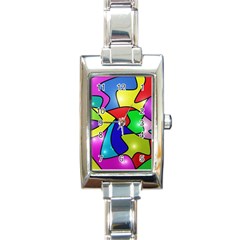 Colorful Abstract Art Rectangle Italian Charm Watch by gasi