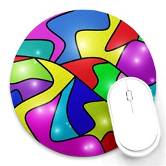 Colorful Abstract Art Round Mousepad by gasi