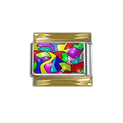 Colorful Abstract Art Gold Trim Italian Charm (9mm) by gasi