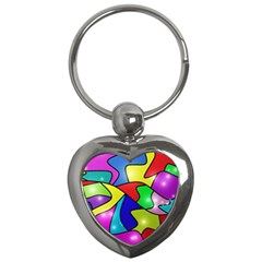 Colorful Abstract Art Key Chain (heart) by gasi