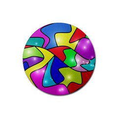 Colorful Abstract Art Rubber Round Coaster (4 Pack) by gasi