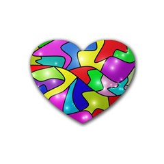 Colorful Abstract Art Rubber Heart Coaster (4 Pack) by gasi